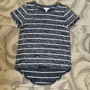 Market & Spruce navy blue with white stripes short sleeve tunic T shirt.